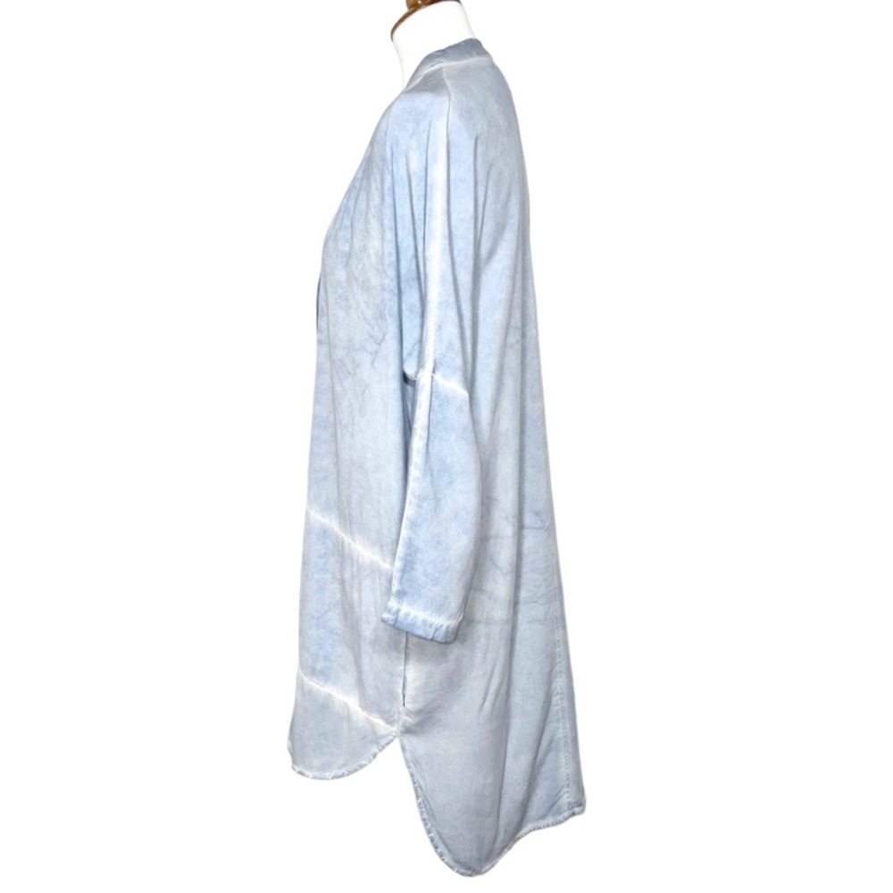 Anthropologie Blue Tie Dye 3/4 Sleeve High-Low Chambray Tunic Shirtdress - Picture 5 of 10